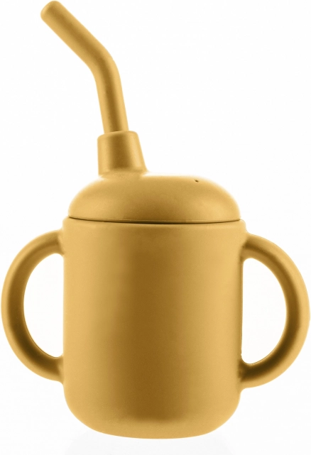 Cănuță din silicon 2 în 1, Mustard Yellow