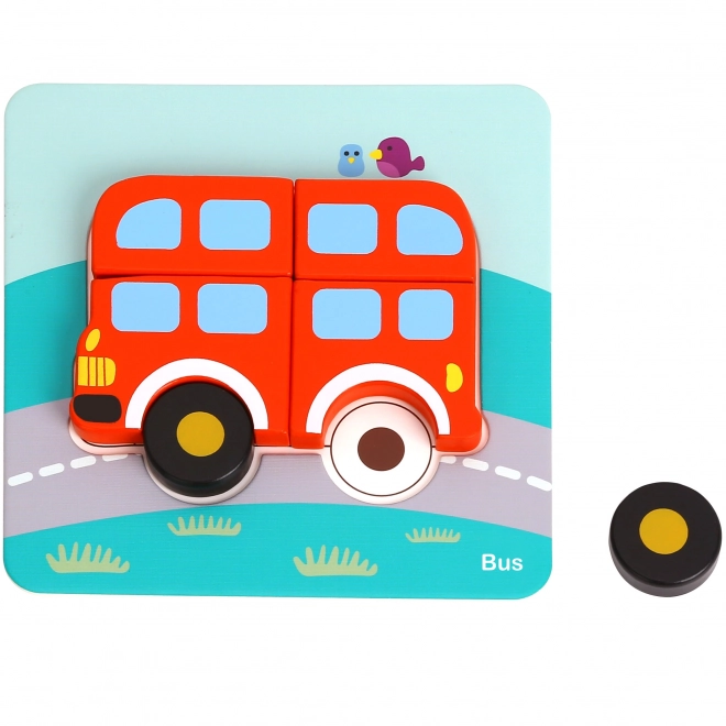 Puzzle din lemn pentru vehicule Woopie Montessori FSC