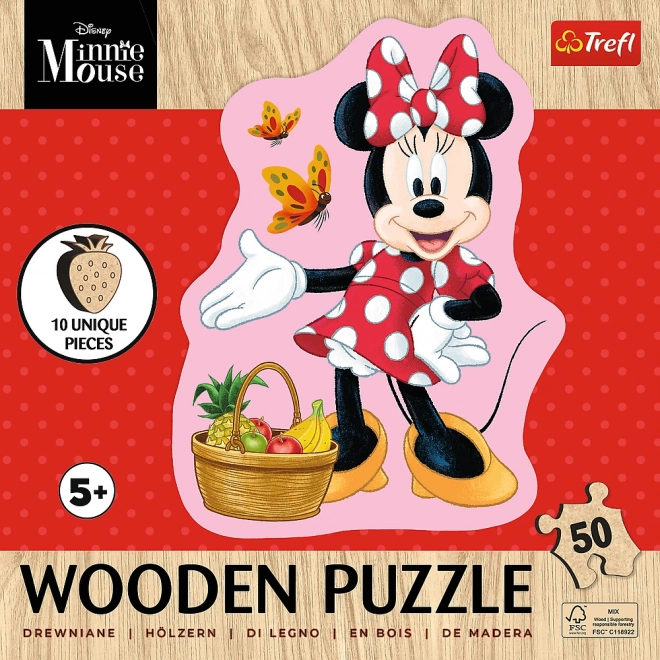 Puzzle din lemn contur Happy Minnie 50 piese