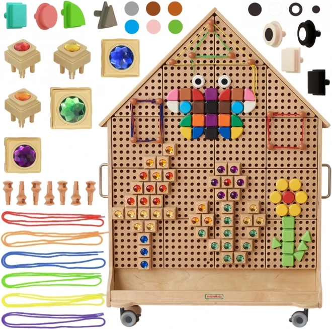 Masă Masterkidz din lemn în formă de casă STEM cu accesorii