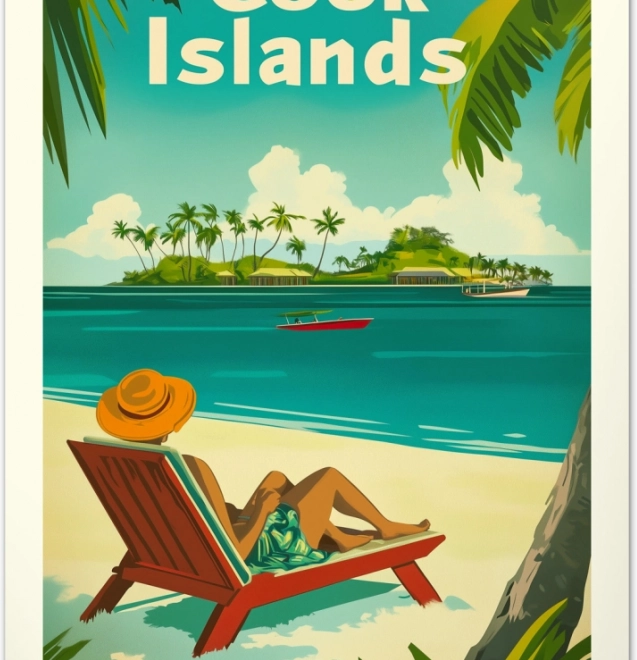 Calendar de perete Afișe vintage Paradisuri tropicale 2026