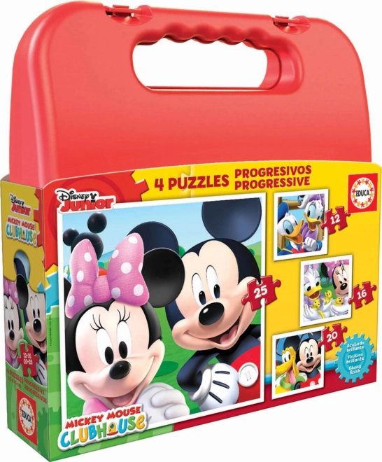 Puzzle în geantă Mickey Mouse și prietenii 4 în 1