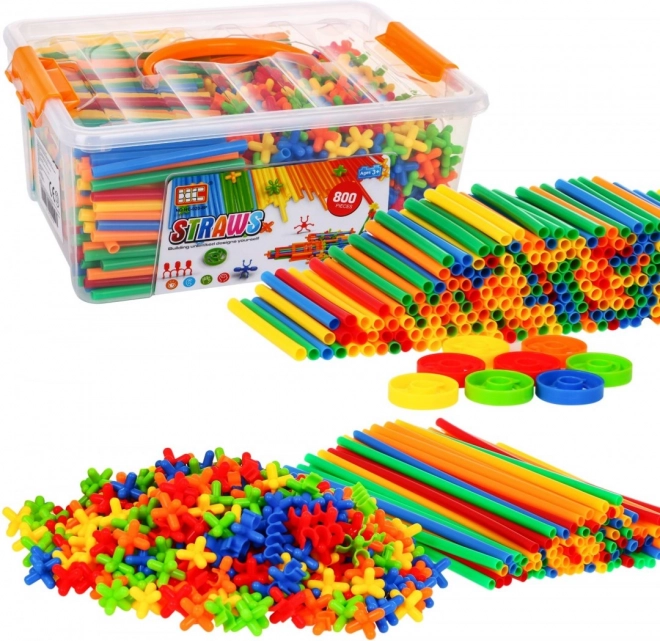 Seturi de construcție colorate Modele 3D + valiză + conectori - 800 piese