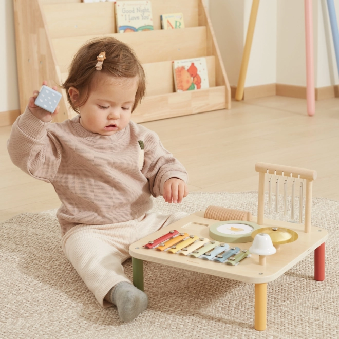 Masă educativă senzorială și muzicală din lemn 7 în 1