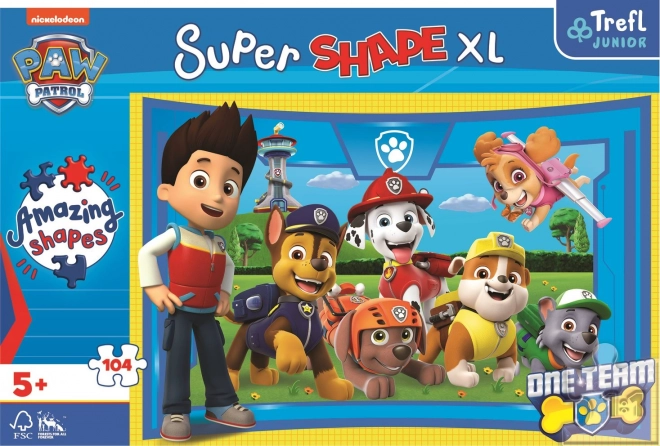 Puzzle super shape XL Patrula cățelușilor: Prieteni cățeluși 104 piese