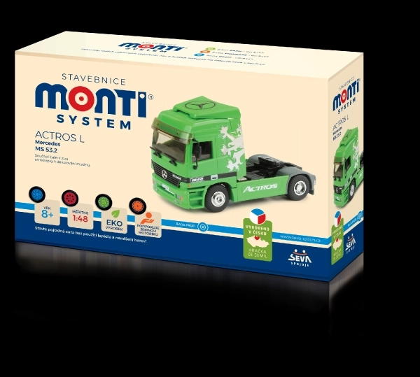 set de construcție camion actros verde 1:48 monti system