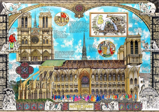 puzzle din lemn catedrala notre-dame 2 în 1