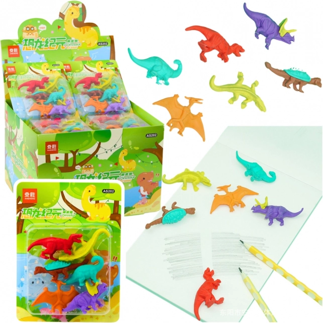 Set elastice pentru șters Dinozauri 6 buc