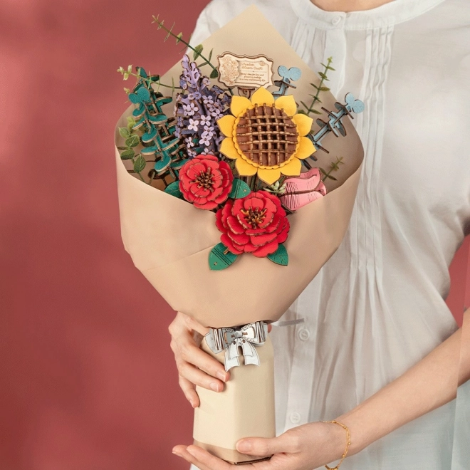 Puzzle din lemn 3D buchet de flori Rowood