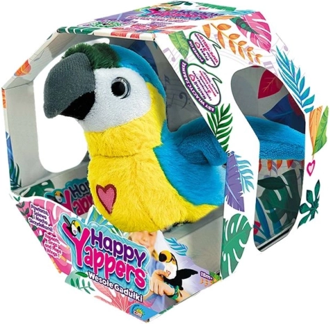 Papagal de pluș interactiv Happy Yappers – albastru, vorbitor și care repetă cuvinte