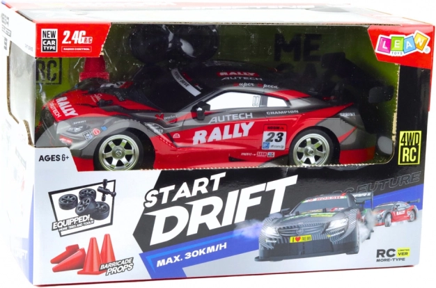 Mașină de curse RC pentru drift, roșu-negru, 30 km/h, 1:16
