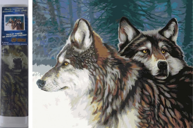 Pictură cu diamante Lupi iarna 30x40cm