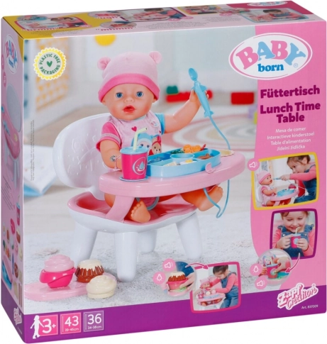 Scăunel de hrănire BABY born cu sunete și lumini pentru păpuși
