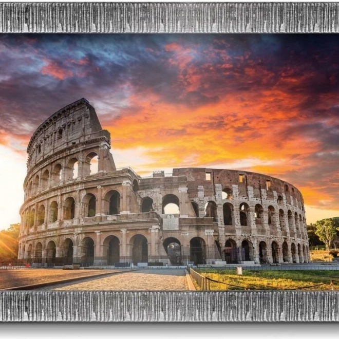 Puzzle apus de soare peste Colosseum cu lipici și ramă 1000 de piese