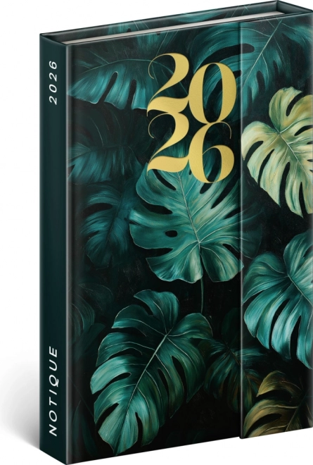 Agenda săptămânală magnetică Monstera 2026, 11 x 16 cm