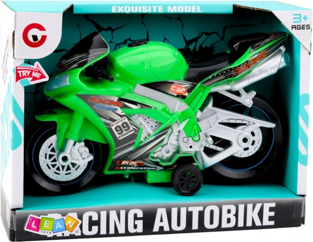 Motocicletă de curse cu efecte de lumină și sunet jucărie verde