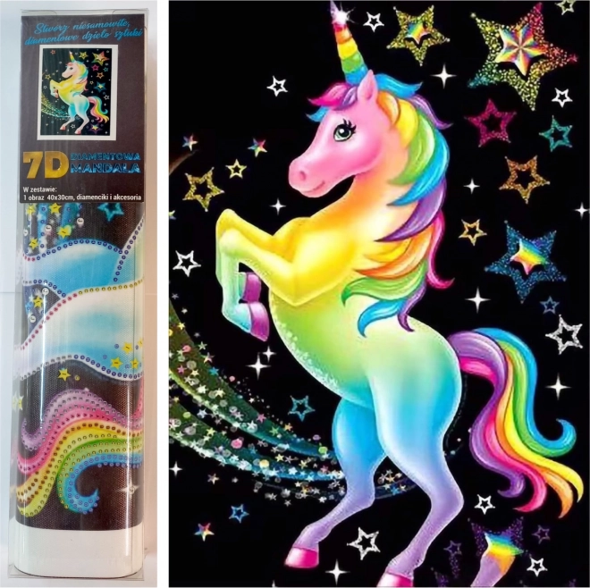 Pictură cu diamante Unicorn curcubeu