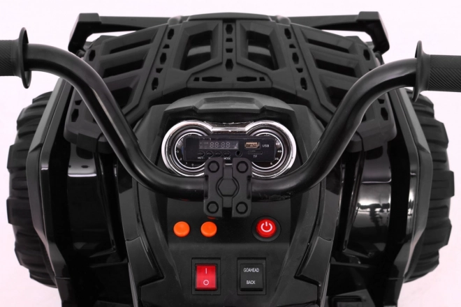 ATV cu 4 roți 2,4 GHz pe baterie pentru copii negru + telecomandă + roți EVA + radio MP3 + start lent