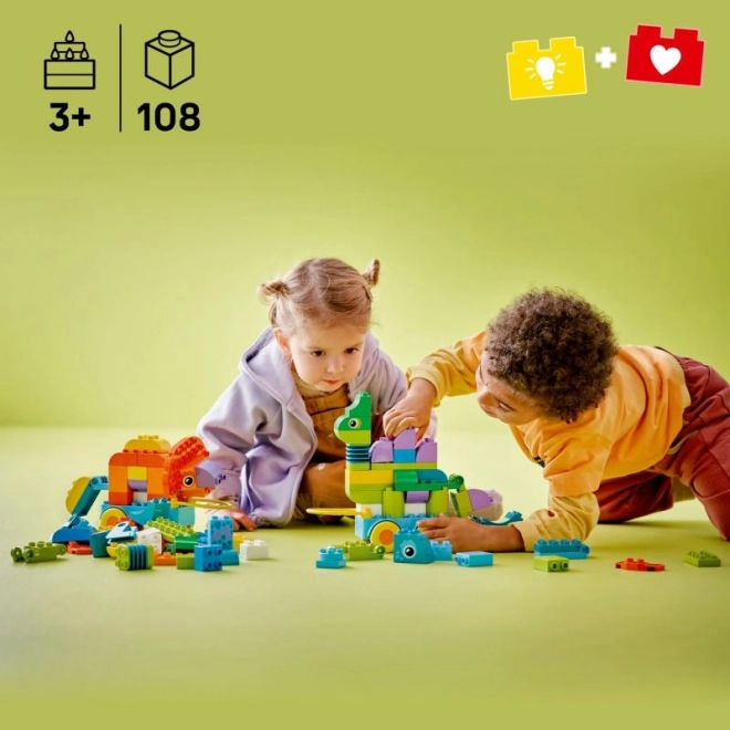Set de construcție LEGO DUPLO 3 în 1: Dinozauri pe Roți