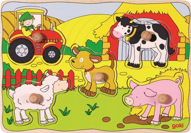 Puzzle de lemn Goki Animale la fermă