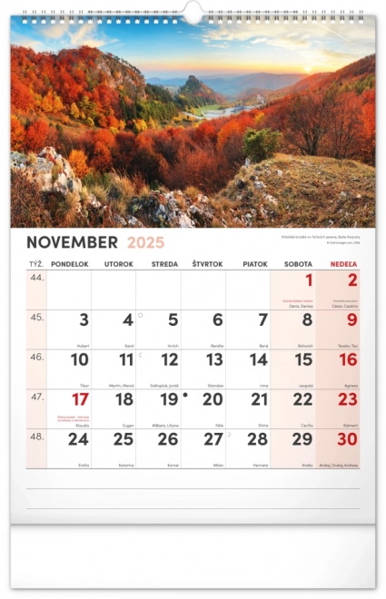 calendar de perete scene pitorești din slovacia 2025 cu calendar extra mare