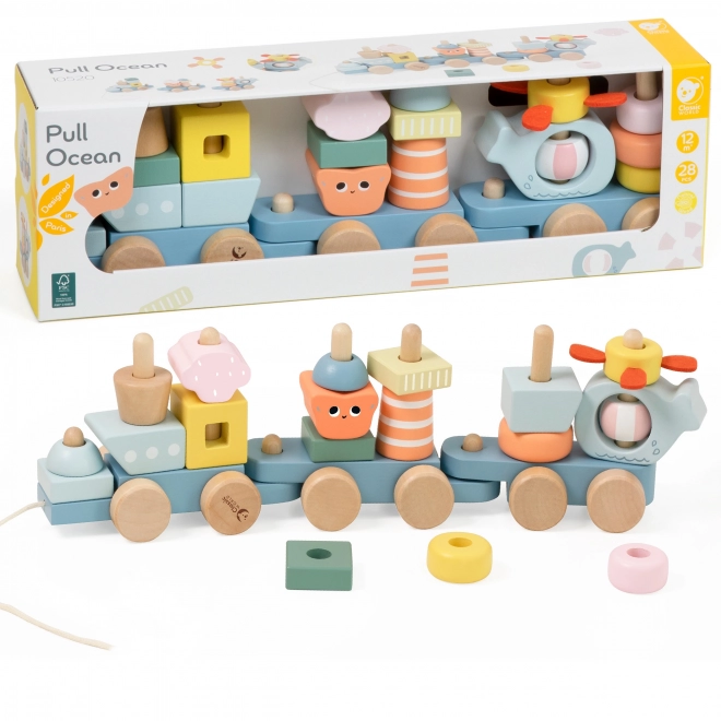 Montessori trenuleț ocean din lemn