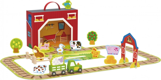 Fermă de lemn în valiză Tooky Toy