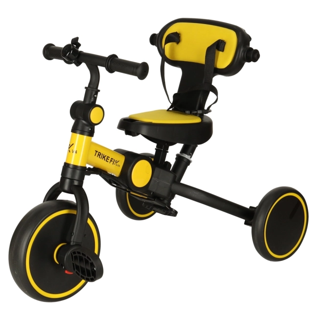 Tricicletă multifuncțională cu copertină Trike Fix V4 – Galben-negru