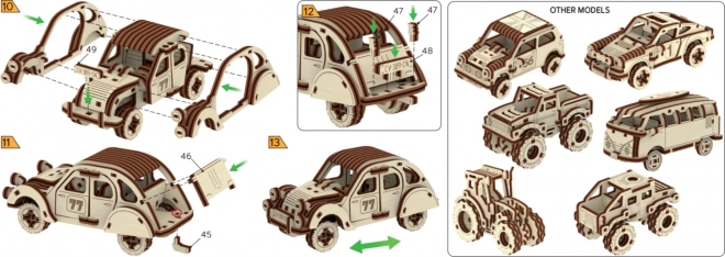 Puzzle 3D din lemn - model mașină de raliu