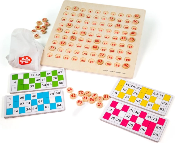 Jucărie tradițională de bingo din lemn pentru copii Bigjigs Toys