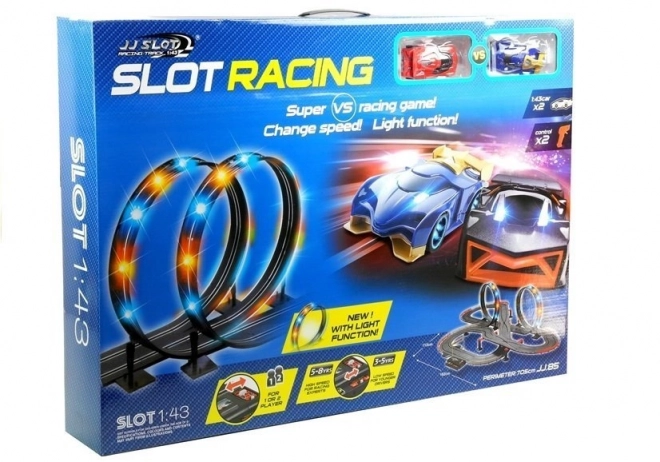 Circuit curse masini 2 masini Slot Cars buclă cu lumini