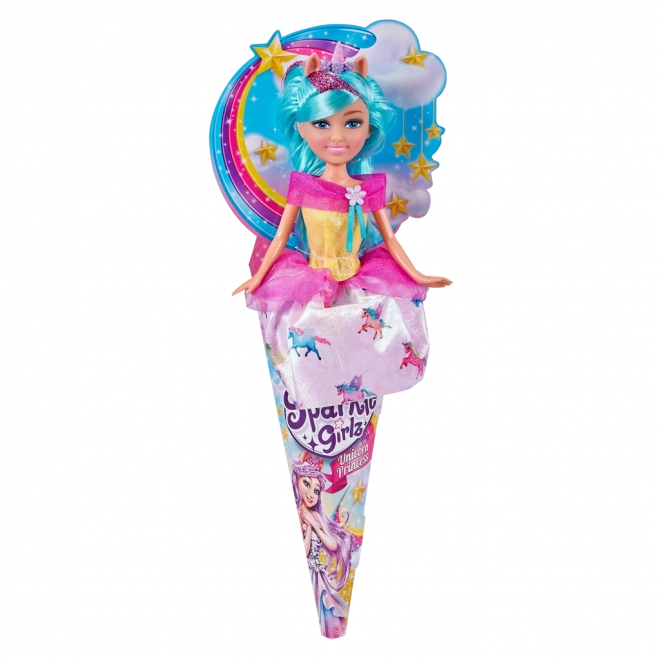 Păpușă zână unicorn Sparkle Girlz în con