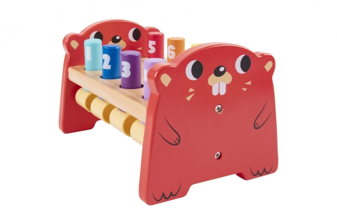Ciocănel de lovire din lemn colorat pentru copii Tooky Toy