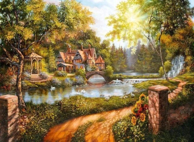 Puzzle Ravensburger cabana lângă râu 500 piese