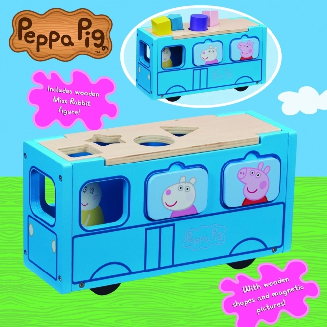 Puzzle din lemn autobuz școlar Peppa Pig