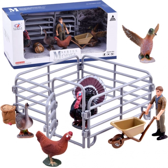 Set de figurine animale fermă cu struț și găină – A