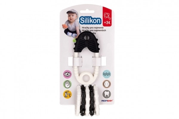 Jucărie dentiție cu pandantive din silicon și plastic pentru bebeluși