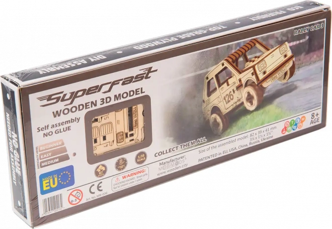 Puzzle 3D din lemn - Model mașină de raliu