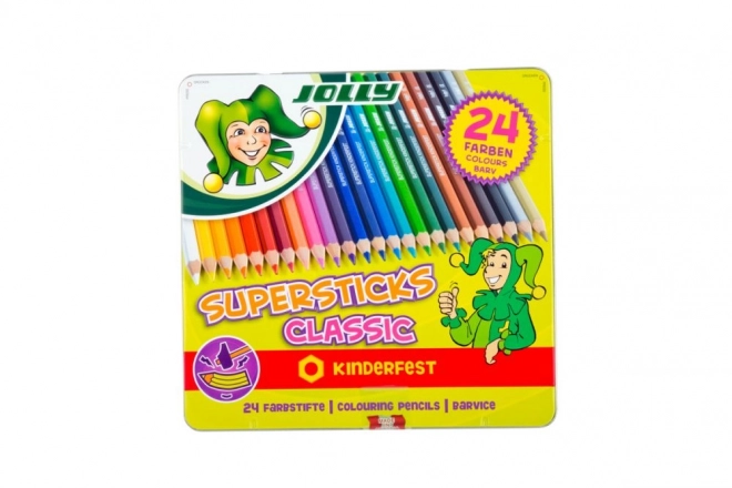 Creioane Colorate Supersticks 24 culori în cutie metalică