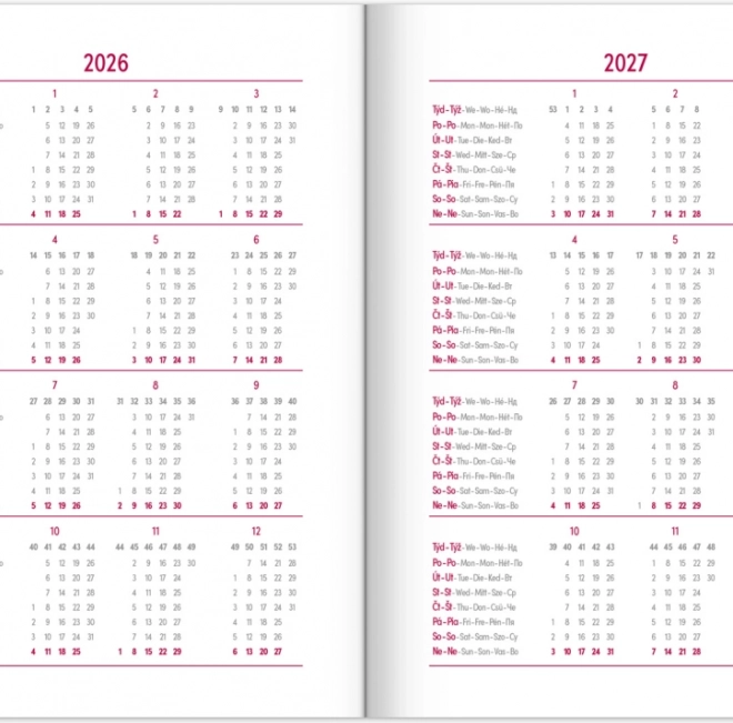 Agenda zilnică NOTIQUE Balakon 2026, negru, 15 x 21 cm