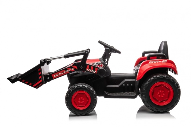 Tractor roșu pentru copii cu acumulator reîncărcabil și cupă
