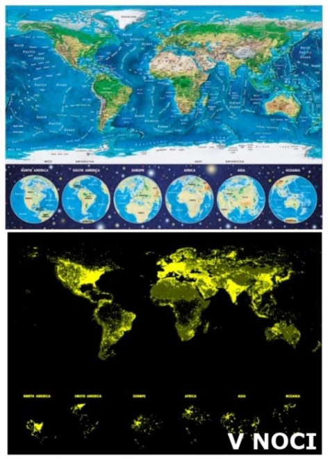 Puzzlee EDUCA harta lumii fosforescentă 1000 piese