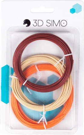 Filament PLA pro pentru pixuri 3D și imprimare 3D – set 15 m (maro, culoarea pielii, portocaliu)