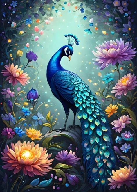 Puzzle Flori și păun 500 de piese