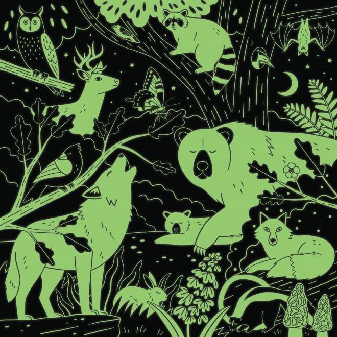 Puzzle pădure de animale strălucitoare în întuneric 500 piese