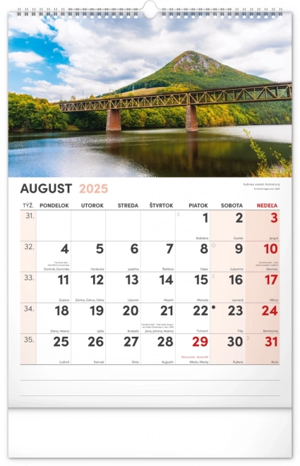 calendar de perete scene pitorești din slovacia 2025 cu calendar extra mare