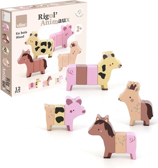 Vilac puzzle magnetic din lemn animale de fermă