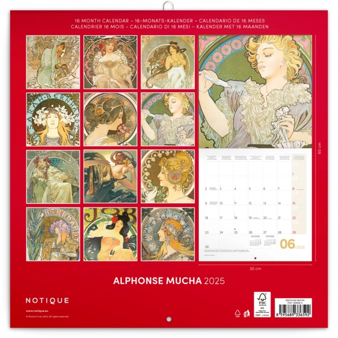 calendar de notițe Alfons Mucha 2025