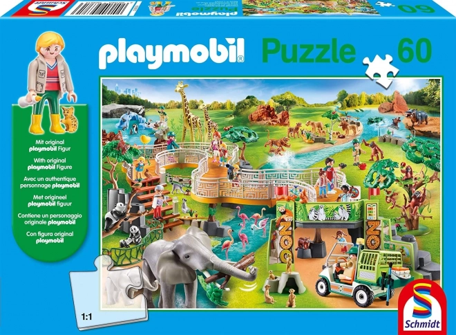 Puzzle Zoo Playmobil 60 piese + figurina cadou