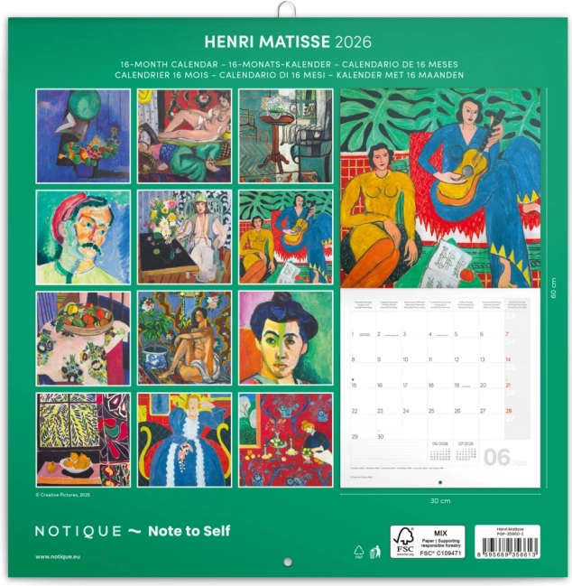 Calendar pentru notițe Henri Matisse 2026